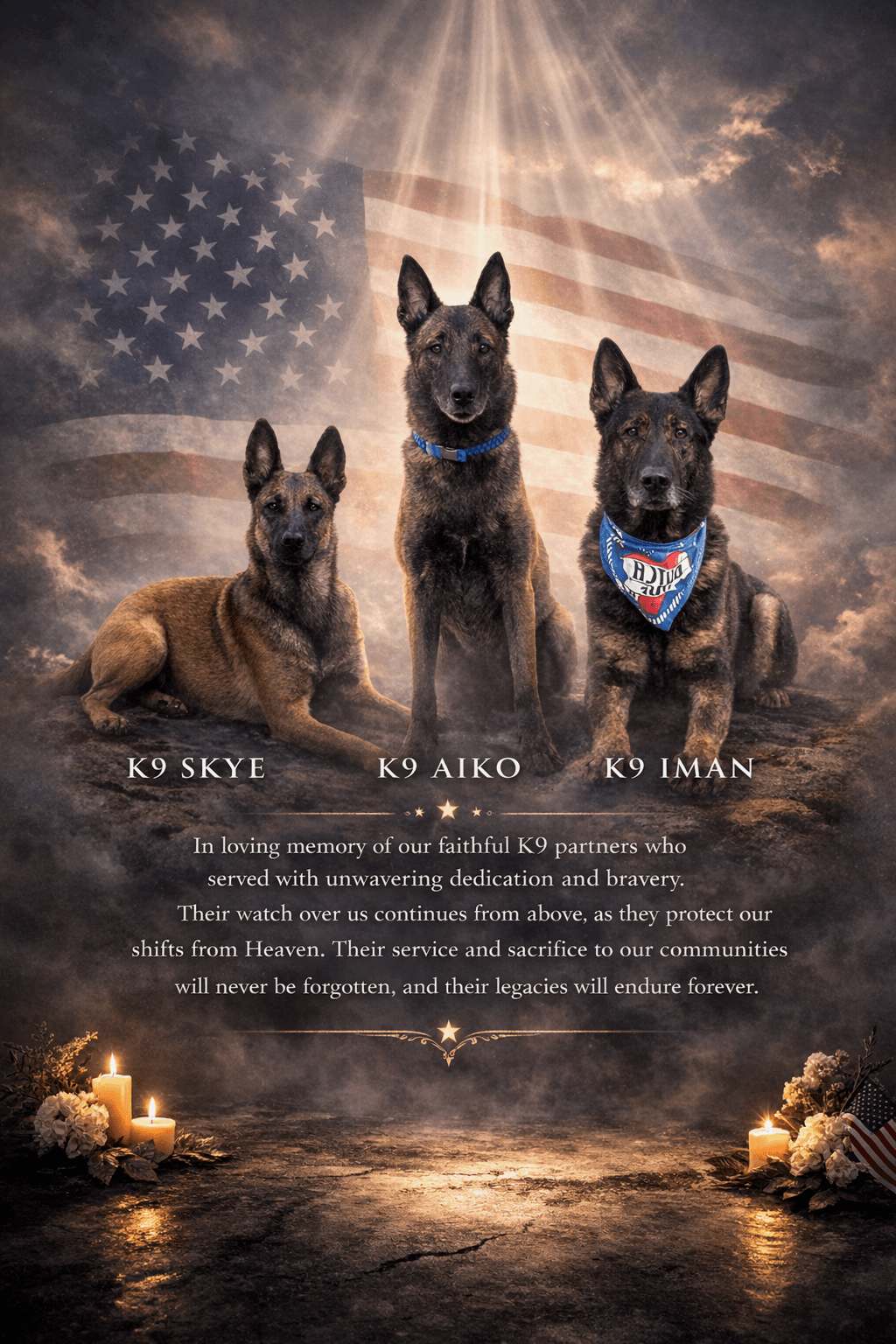 K9 Memorial - Skye, Aiko, Iman